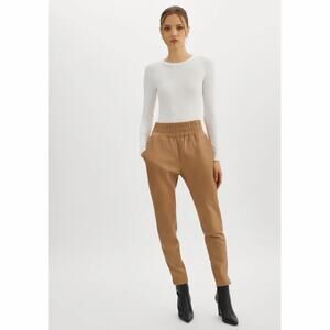 NWT LAMARQUE Nineta Lamb Leather Mink Brown High Waist Jogger Pants
